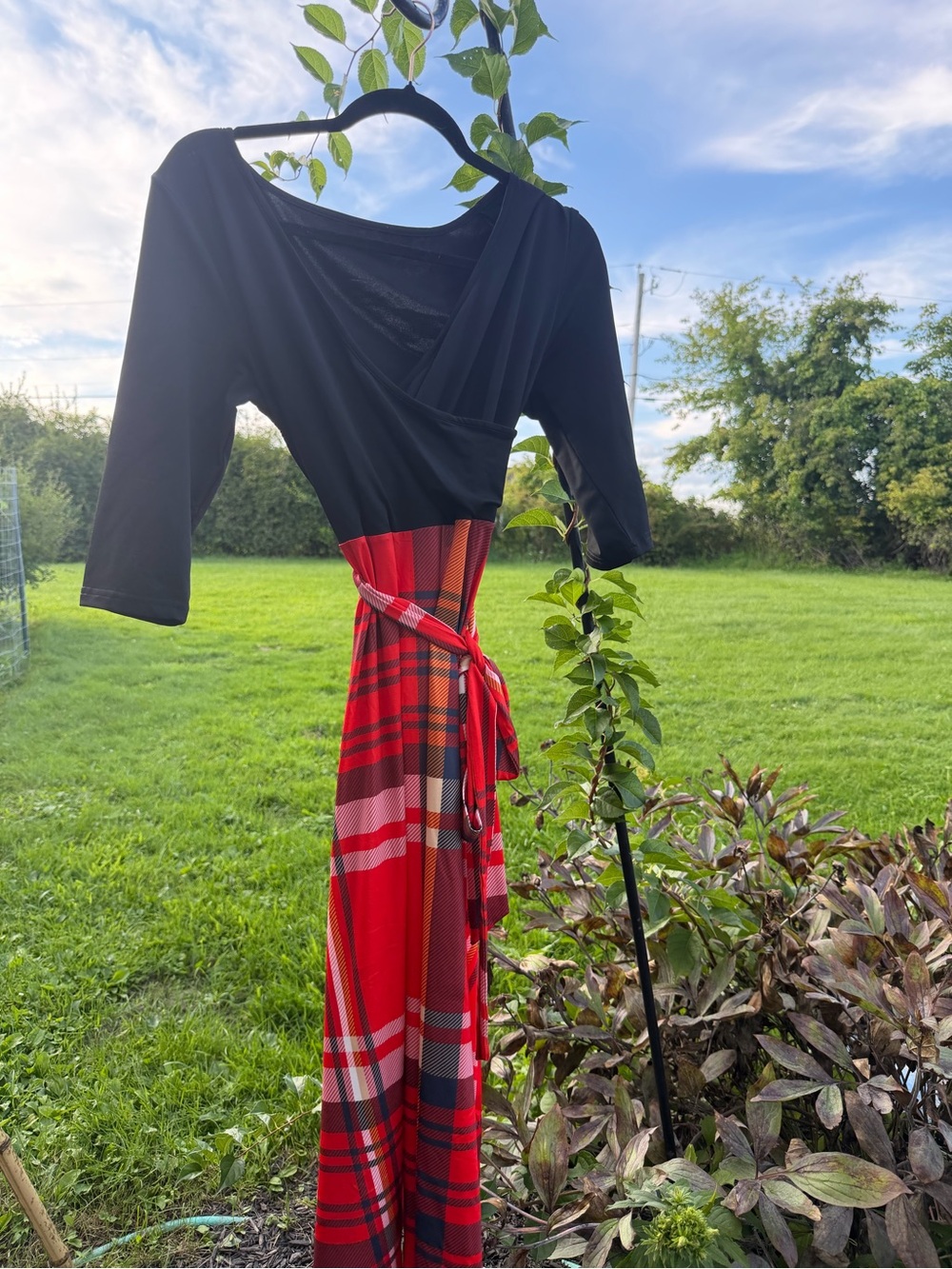 Black & Red Plaid Wrap Maxi Dress - Classic Women's Style